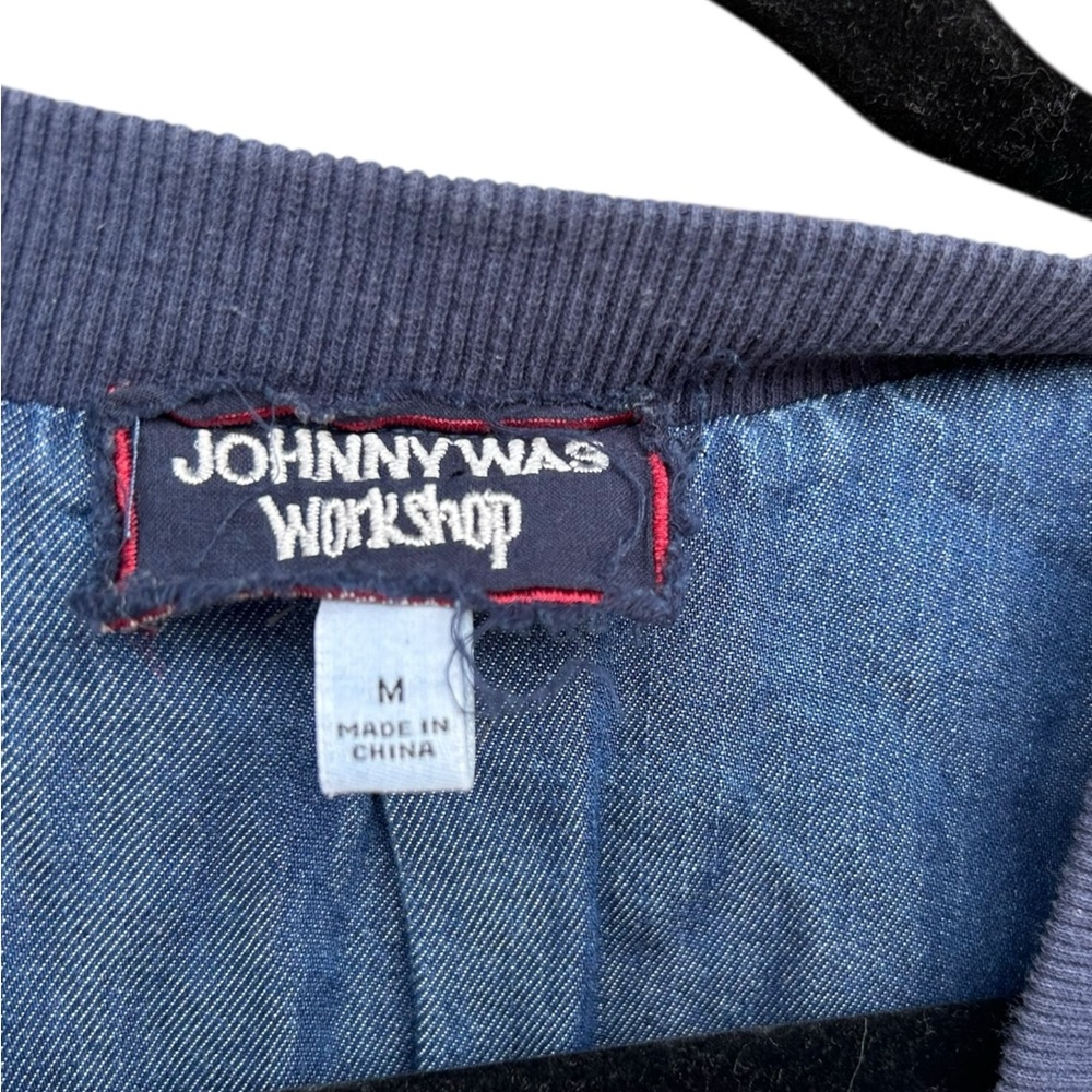 Johnny Was Yucca Bomber Jacket Denim Embroidered‎ Western - Picture 6 of 8